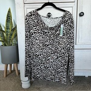 Neiman's Majestic Filatures Superwashed Animal Print Long Sleeve Deluxe TShirt M